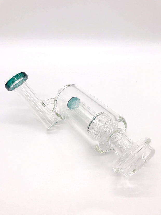 Smoke Station Water Pipe Teal Puffco Peak Glass Sidecar Attachment with Matrix Perc