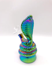 Smoke Station Water Pipe Rainbow-Metal Rainbow metallic cobra style bubbler.