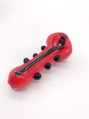 Smoke Station Hand Pipe Red Spoon with Black Stripe Hand Pipe