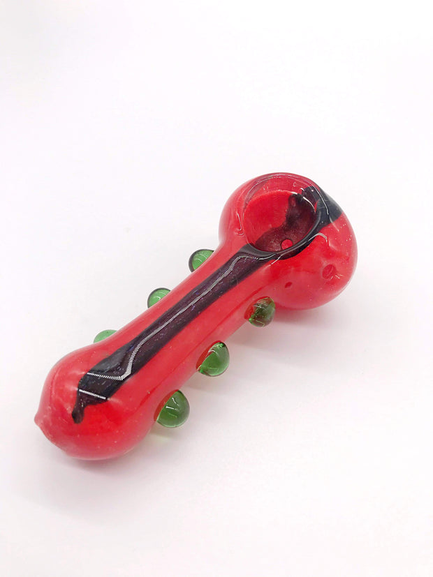 Smoke Station Hand Pipe Red Spoon with Black Stripe Hand Pipe