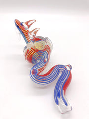 Smoke Station Hand Pipe Red-Blue Serpent Animal Hand PIpe