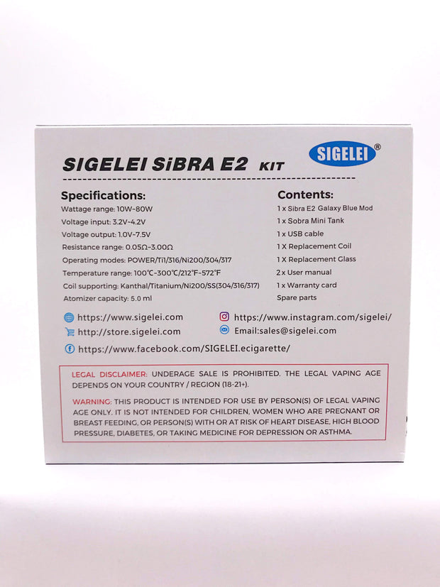 Smoke Station Vape Sigelei Sibra E2 Kit