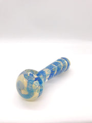 Smoke Station Hand Pipe Blue Silver Fumed Spoon with Ribbon Hand Pipe