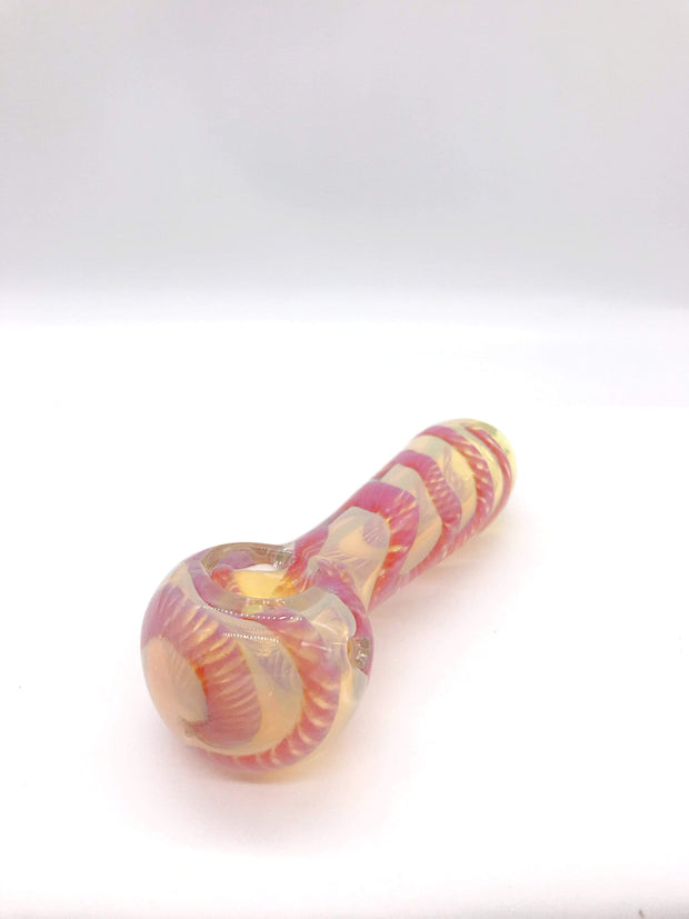 Smoke Station Hand Pipe Pink Silver Fumed Spoon with Ribbon Hand Pipe