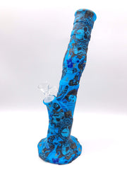Smoke Station Water Pipe Blue Skull Design Silicone Water Pipe