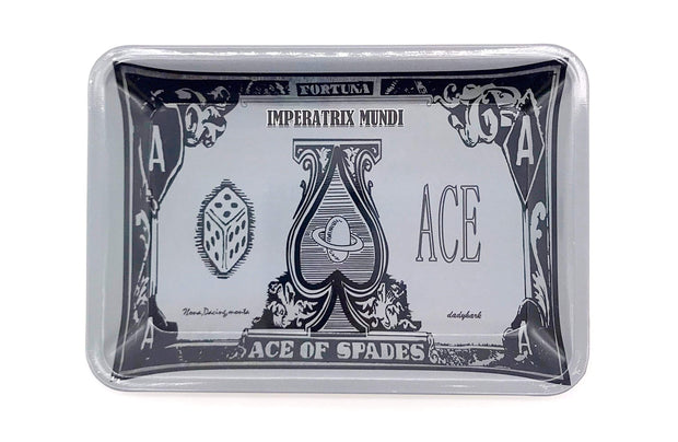 Smoke Station Accessories Dice (7in x 5in) Small Metal Rolling Tray with Ace of Spades Design