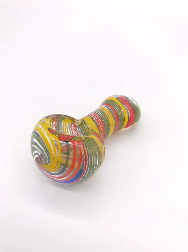 Smoke Station Hand Pipe Blue/Yellow/Red Small Spoon with Full-Color Linework Hand Pipe