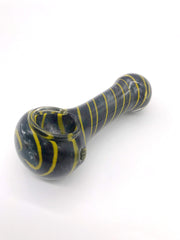 Smoke Station Hand Pipe Black & Yellow Solid Color Spoon with Line Wraparound Hand Pipe