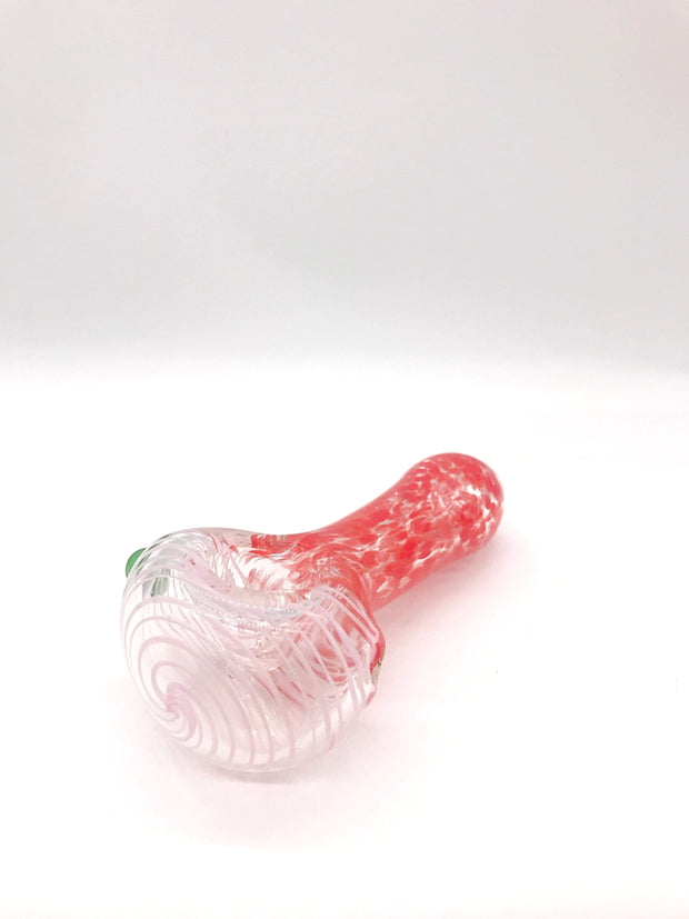 Smoke Station Hand Pipe Red Speckled Spoon with Frit Hand Pipe