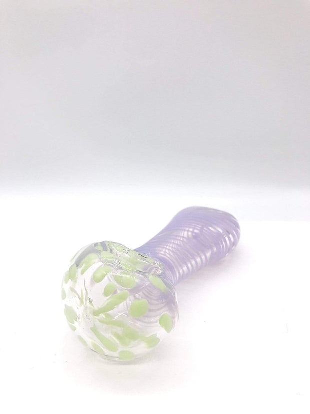 Smoke Station Hand Pipe Purple-Green Spotted Spoons with a swirl and a flat mouthpiece
