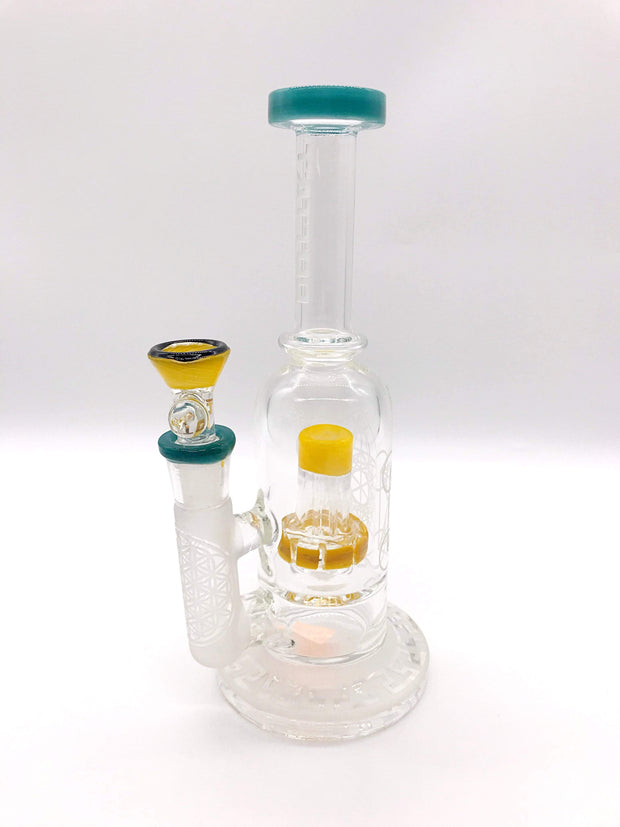 Smoke Station Water Pipe Green Tattoo Glass Thick Sandblasted Rig