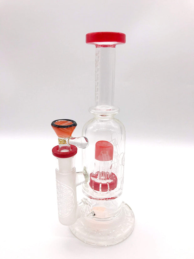 Smoke Station Water Pipe Red Tattoo Glass Thick Sandblasted Rig