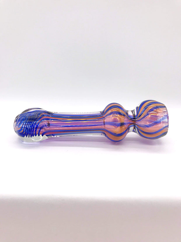 Smoke Station Hand Pipe Pink-Purple The Circus Inside Out Striped Chillum