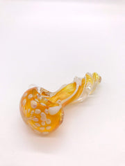 Smoke Station Hand Pipe Thick Amber Spoon with Silver-Fumed Drops Hand Pipe