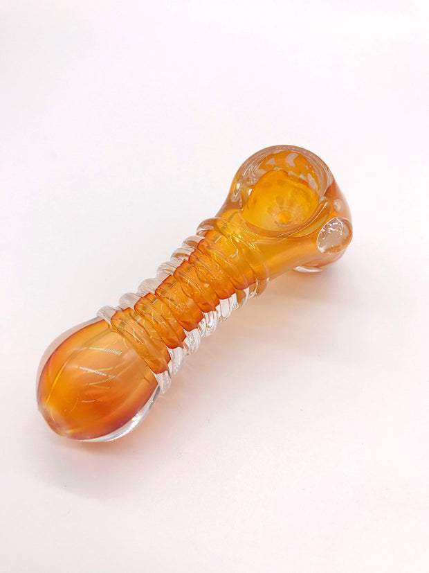 Smoke Station Hand Pipe Thick Amber Spoon with Silver-Fumed Drops Hand Pipe