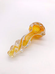 Smoke Station Hand Pipe Clear Thick Amber Spoon with Silver-Fumed Drops Hand Pipe