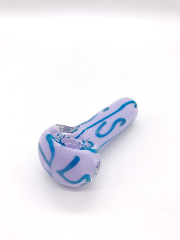 Smoke Station Hand Pipe Purple Thick American Spoon With Blue Patterns