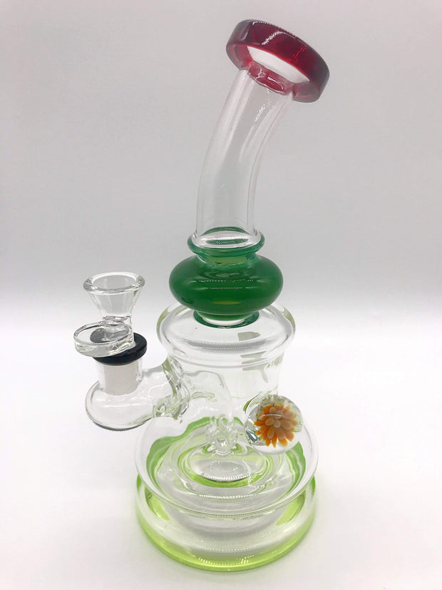Smoke Station Water Pipe Green Thick Banger Hanger with Heady Bauble