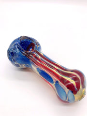 Smoke Station Hand Pipe Blue Thick Blue Spoon with Red Lines Hand Pipe