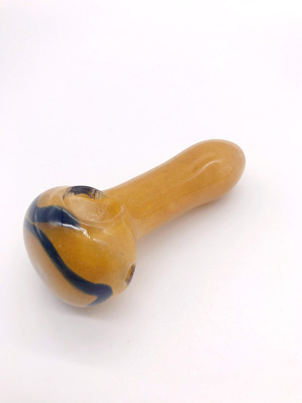 Smoke Station Hand Pipe Yellow Thick Caramel Spoon with Blue Stripe Hand Pipe