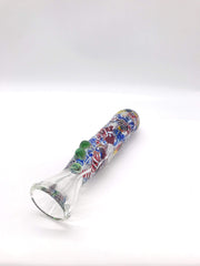 Smoke Station Hand Pipe Blue Thick Chillum with Random Pattern Ribbon Hand Pipe