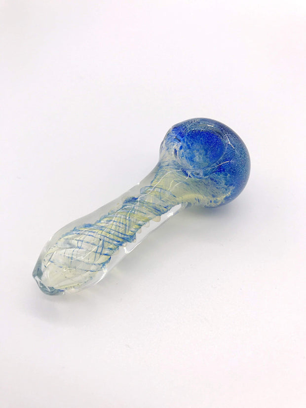 Smoke Station Hand Pipe Thick Clear Spoon with Blue Bowl Hand Pipe