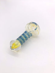 Smoke Station Hand Pipe Thick Clear Spoon with Blue Ribbon Neck Hand Pipe