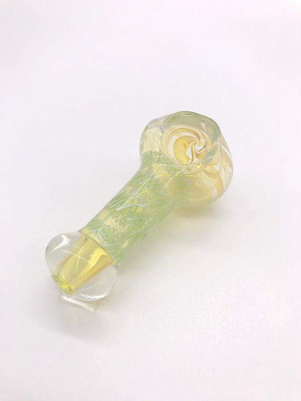 Smoke Station Hand Pipe Thick Clear Spoon with Blue Ribbon Neck Hand Pipe