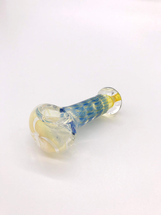Smoke Station Hand Pipe Blue-Ribbon Thick Clear Spoon with Blue Ribbon Neck Hand Pipe
