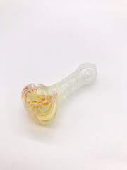 Smoke Station Hand Pipe Clear-Caramel Thick Clear Spoon with Caramel Linework Bowl Grip Hand Pipe