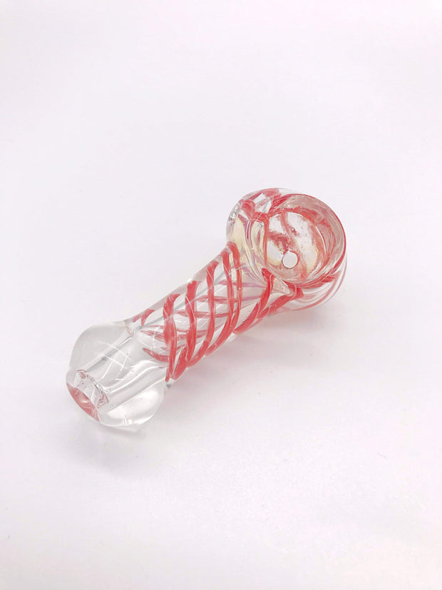 Smoke Station Hand Pipe Thick Clear Spoon with Red Ribbon Hand Pipe