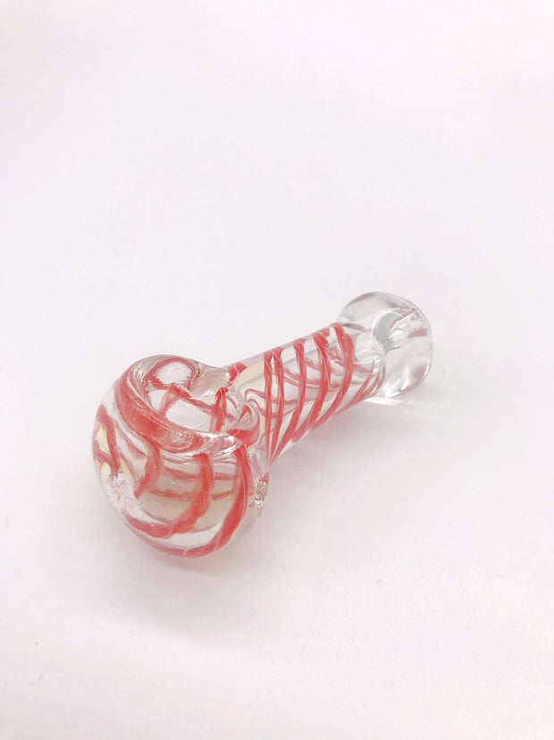 Smoke Station Hand Pipe Red Thick Clear Spoon with Red Ribbon Hand Pipe