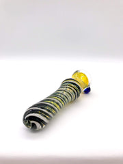 Smoke Station Hand Pipe Black Thick Fumed Chillum With Dual-Color Wrap
