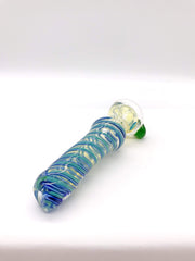 Smoke Station Hand Pipe Blue Thick Fumed Chillum With Dual-Color Wrap