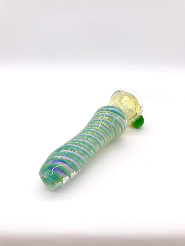 Smoke Station Hand Pipe Teal Thick Fumed Chillum With Dual-Color Wrap