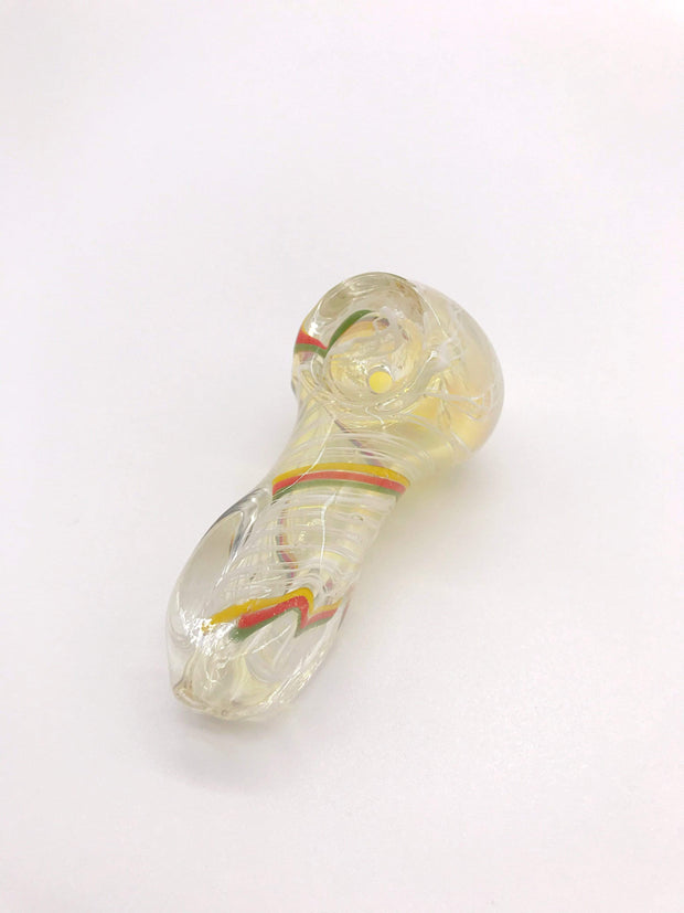 Smoke Station Hand Pipe Thick Fumed Spoon with Blue and Yellow Stripe Hand Pipe