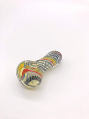 Smoke Station Hand Pipe Black Thick Fumed Spoon with Blue and Yellow Stripe Hand Pipe