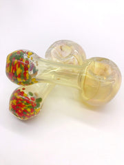 Smoke Station Hand Pipe Clear-Multicolored Thick Fumed Spoon with Multicolored Mouthpiece Hand Pipe