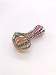 Smoke Station Hand Pipe Green-Bubble Thick Fumed Spoon with Red and Blue Ribbon Hand Pipe