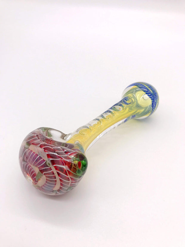Smoke Station Hand Pipe Thick Fumed Spoon with Red-and-White Ribbon Hand Pipe
