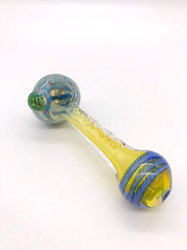 Smoke Station Hand Pipe Blue-Blue Thick Fumed Spoon with Red-and-White Ribbon Hand Pipe