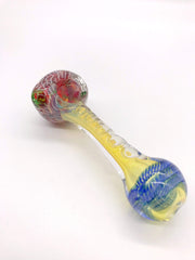 Smoke Station Hand Pipe Red-Blue Thick Fumed Spoon with Red-and-White Ribbon Hand Pipe