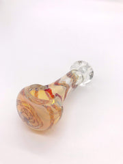 Smoke Station Hand Pipe Pink Thick Fumed Spoon with Red Multicolored Ribbon Hand Pipe
