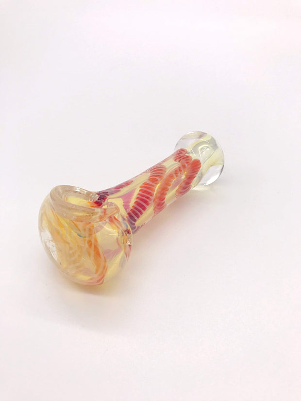 Smoke Station Hand Pipe Red Thick Fumed Spoon with Red Multicolored Ribbon Hand Pipe