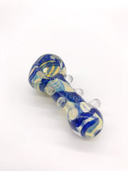 Smoke Station Hand Pipe Blue Thick Fumed Spoon with Ribbon and Texture Hand Pipe