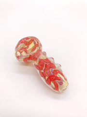 Smoke Station Hand Pipe Red Thick Fumed Spoon with Ribbon and Texture Hand Pipe