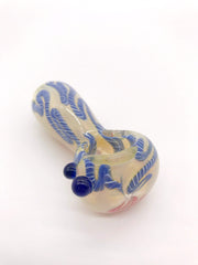Smoke Station Hand Pipe Red-Blue-Ribbon Thick Fumed Spoon with Ribbon Hand Pipe