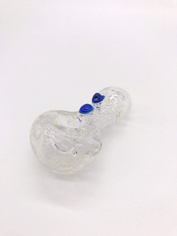 Smoke Station Hand Pipe Clear-Blue-Bubble Thick Fumed Spoon with Water Crystal Inside Hand Pipe
