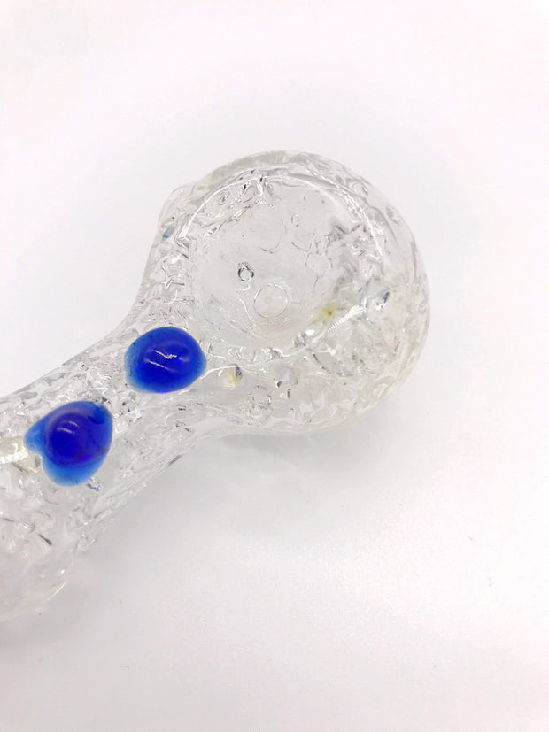 Smoke Station Hand Pipe Clear-Blue-Bubble Thick Fumed Spoon with Water Crystal Inside Hand Pipe