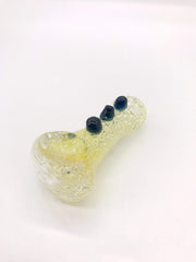 Smoke Station Hand Pipe Black-Bubble Thick Fumed Water Crystal Spoon with Blue Dollops Hand Pipe